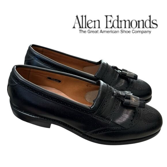 New Allen Edmonds Bridgeton Black Leather Slip-on Tassell Loafer Dress Shoes 8.5 main image 5